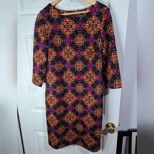 Gabby Skye Black And Orange Multicolor Poly Sheath Dress size 14